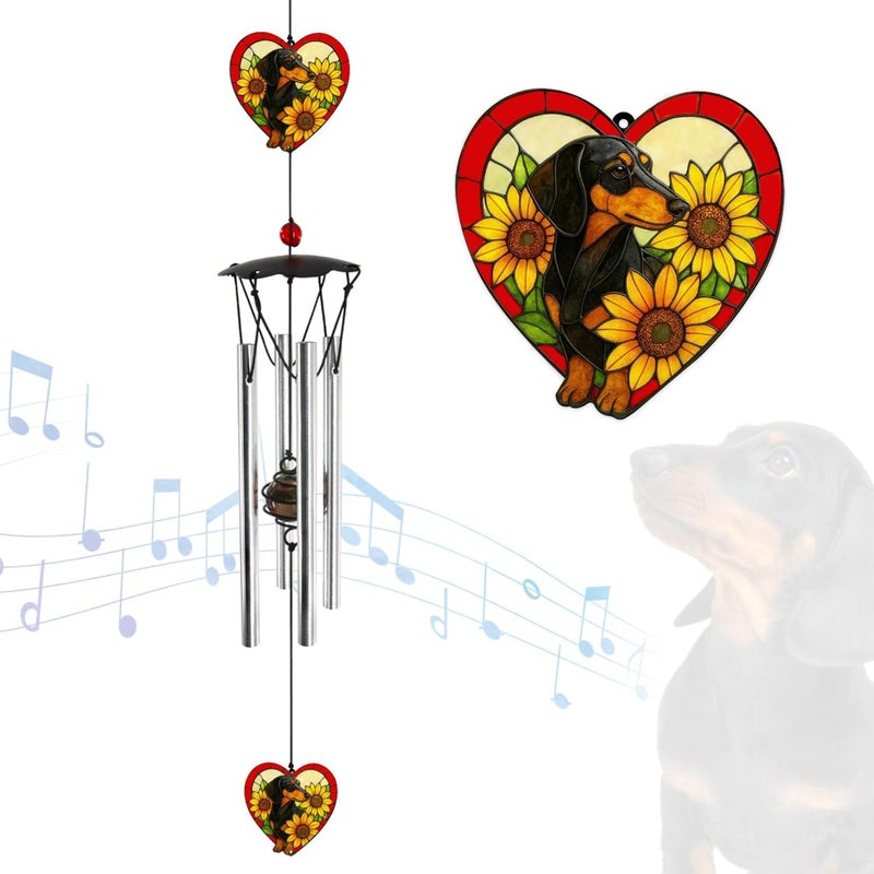Howarmer Wind Chimes for Outside 24" Dachshund Wind Chimes Outdoor Home Patio Garden Decor Windchimes Outdoors Gift Ideas for Women Mom Grandma Sisters - Image 1
